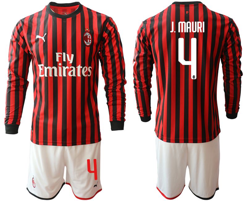 Men 2019-2020 club AC milan home long sleeve #4 red Soccer Jerseys->ac milan jersey->Soccer Club Jersey